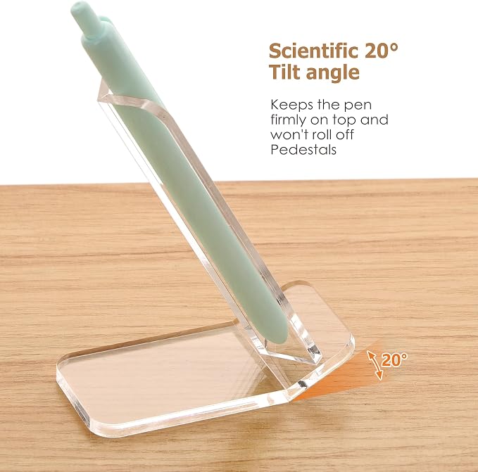 SANRUI Acrylic Pen Display Stand Holder, Clear Fountain Pen Makeup Brush Rack, Ballpoint Pen Showcase, Paintbrush Drying Organizer Desk for Home School Office or Store Use, Holds 1 Pen