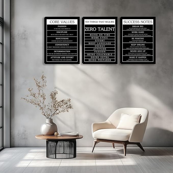 Motivational Wall Decor Paintings Inspirational Office Wall Decor Posters Prints 3 Pieces Bedroom Decor Living Room Office Canvas Picture Wall Painting Home Decoration Framed Artwork (48" Wx24 H)