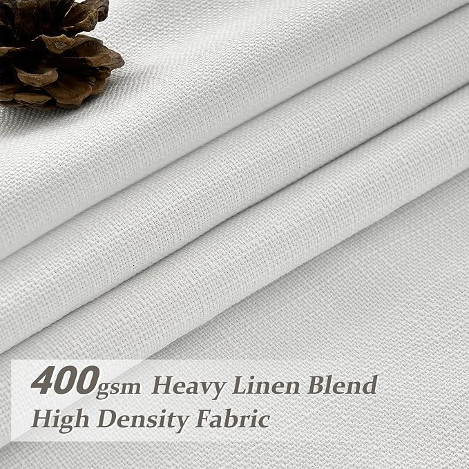 PleatedDrapes Pure White Blackout Curtains 96 Inches Long 2 Panels Set for Bedroom, Cute Pinch Pleat Two Layer Linen Blend Room Darkening Ceiling Track Curtain 40x96 Inch Length Office Soundproof Burg