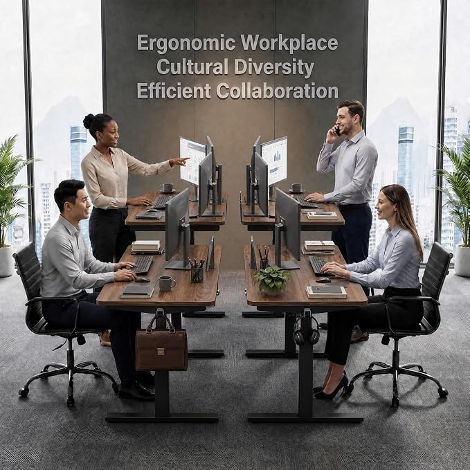 Grandder 63x32 Large Electric Standing Desk, Height Adjustable Computer Desk with 2 Memory Presets, 31.5" Deep Desktop Sit Stand Desk Home Office Desk Workstation Table with Hooks, Walnut