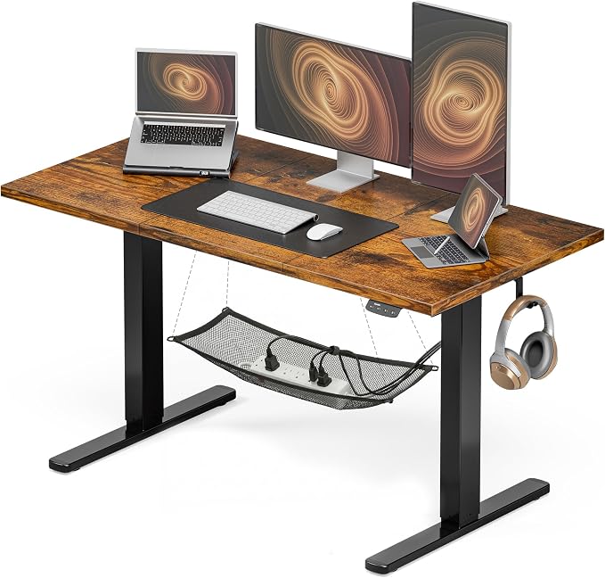 Acrolix Electric Standing Desk, Height Adjustable Home Office Desk with Memory Presets & Cable Management,Rustic Brown Sit Stand Desk for Work from Home, Ergonomic Computer Desk (55" x 24")