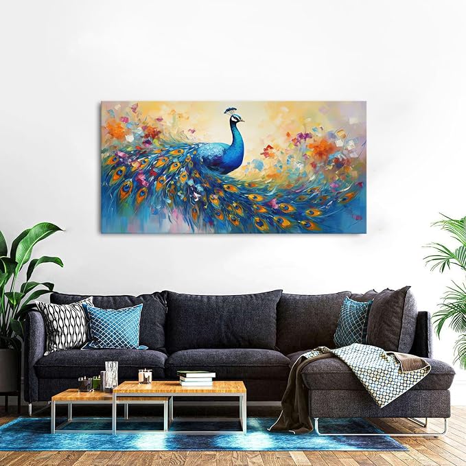 Abstract Peacock Wall Art Colorful Peacock Pictures Wall Decor Abstract Bird Canvas Poster Watercolor Animal Prints Painting Vintage Framed Artwork Living Room Bedroom Home Decorations 30x60