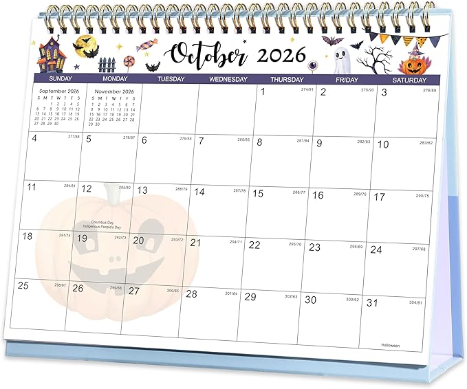 Desk Calendar 2026-2027 - 18 Months Desktop Calendar 2026-2027, July 2026 - December 2027, 10'' x 8.3'', Standing Flip Desktop Calendars for Office, Home, School