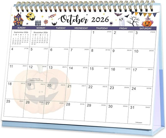 Desk Calendar 2026-2027 - 18 Months Desktop Calendar 2026-2027, July 2026 - December 2027, 10'' x 8.3'', Standing Flip Desktop Calendars for Office, Home, School