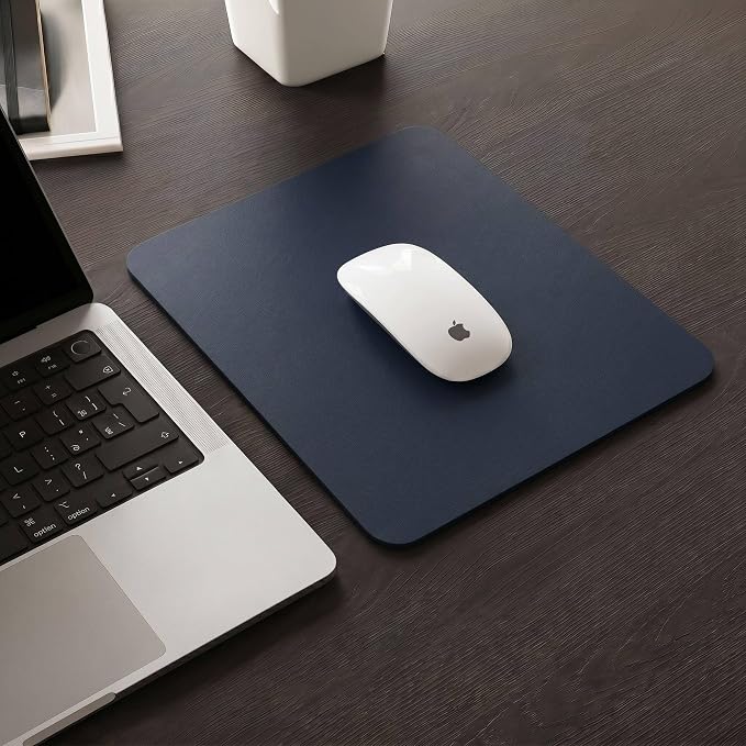Leather Desk Pad Protector, Waterproof Mouse Pad, PU Desk Mat, Office Desk Cover, Desk Writing Mat for Office/Home/Work/Cubicle (Dark Blue) 9x8 in