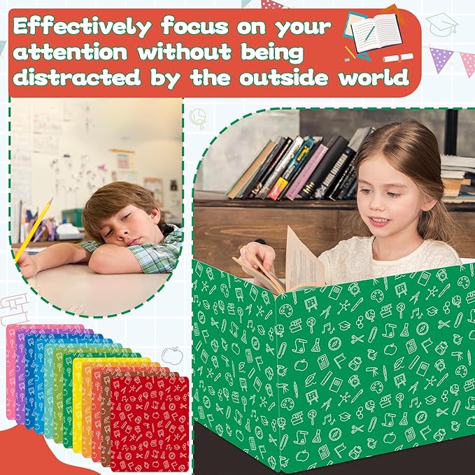 gisgfim 24 Pack Privacy Shields for Student in 12 Vibrant Colors Desk Dividers Durable Privacy Folders Testing Divider Shield Study Boards Panel Partition for Classroom Teacher Back to School Supplies