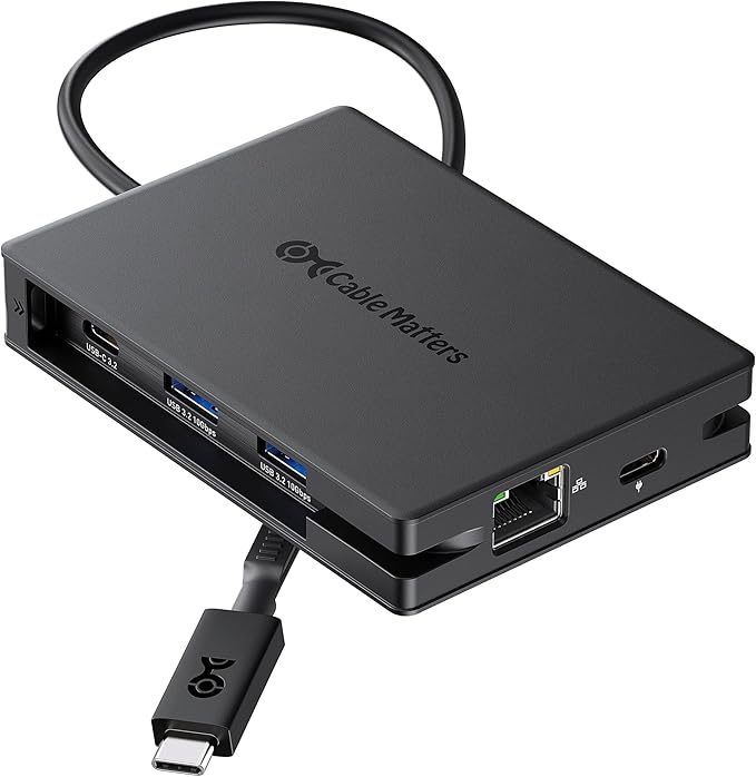 Cable Matters 8-in-1 USB C Hub Multiport Adapter with Dual 4K@60Hz HDMI, 140W PD Charging, Gigabit Ethernet, 10Gbps Data Transfer: 2X USB-C & 1x USBA 3.2 Ports (Support ONE External Display on MacOS)
