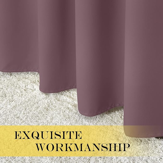 NICETOWN Blackout Curtain Panels for Bedroom - Grommet Room Darkening Noise Reducing Thermal Insulated Solid Privacy Window Treatments for Living Room (1 Panel, W66 x L72, Dry Rose)