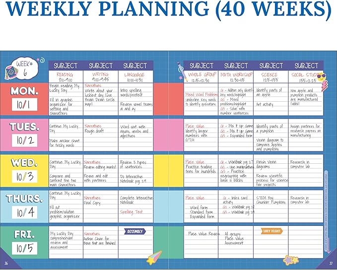 Carson Dellosa We Stick Together Teacher Planner 2026-2027, Undated 8" x 11" Lesson Plan Book with Retro Stickers, Class Schedule, Weekly Calendar, Homeschool and School Supplies, Classroom Must Haves