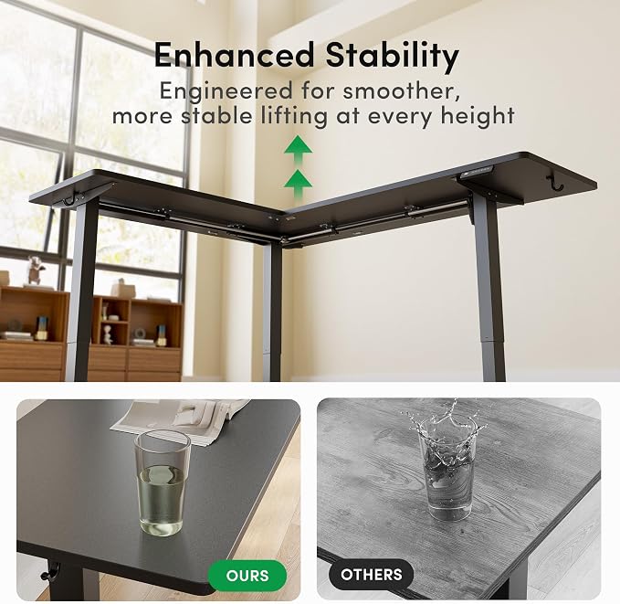 FEZIBO 75" x 63" L-Shaped Standing Desk - Adjustable Corner Desk L Shape, L-Shaped Adjustable Desk with Splice Board, L Shape Standing Desk, Black