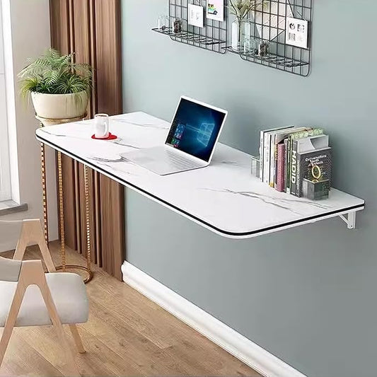 Wall Mounted Folding Desk, Laundry Table for Folding Clothes, Floating Desk for Wall Small Spaces, Home Office Computer Workstation,Study Work Bench, Kitchen Dining (White 23.6"×15.7")