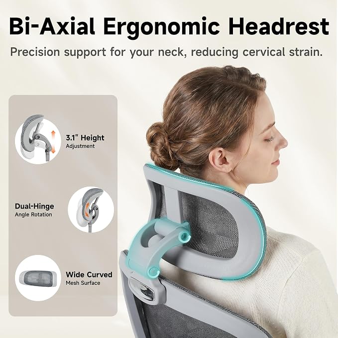 Korser Ergonomic Mesh Office Chair with Footrest, Big and Tall Desk Chair with 4D Flip-Up Arms, Auto-Tracking Lumbar Support, 3D Headrest, High Back Computer Gaming Chair for Home Office, Grey