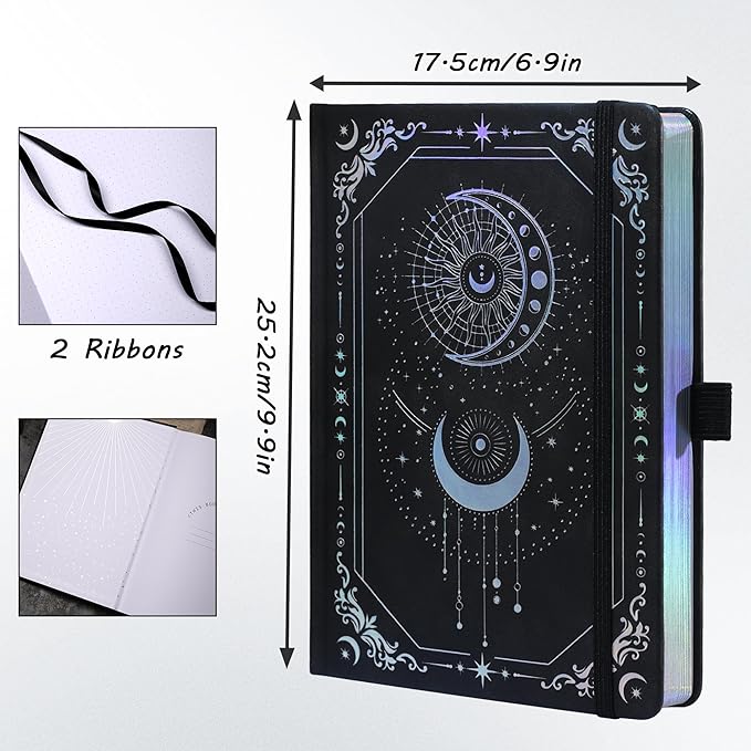 TIEFOSSI B5 Dotted Journal, Dot Grid Notebook for Women Men, Hardcover Notebooks for Planner Organization Journaling, 160 GSM Thick Paper, 150 Numbered Pages with Silver Edges