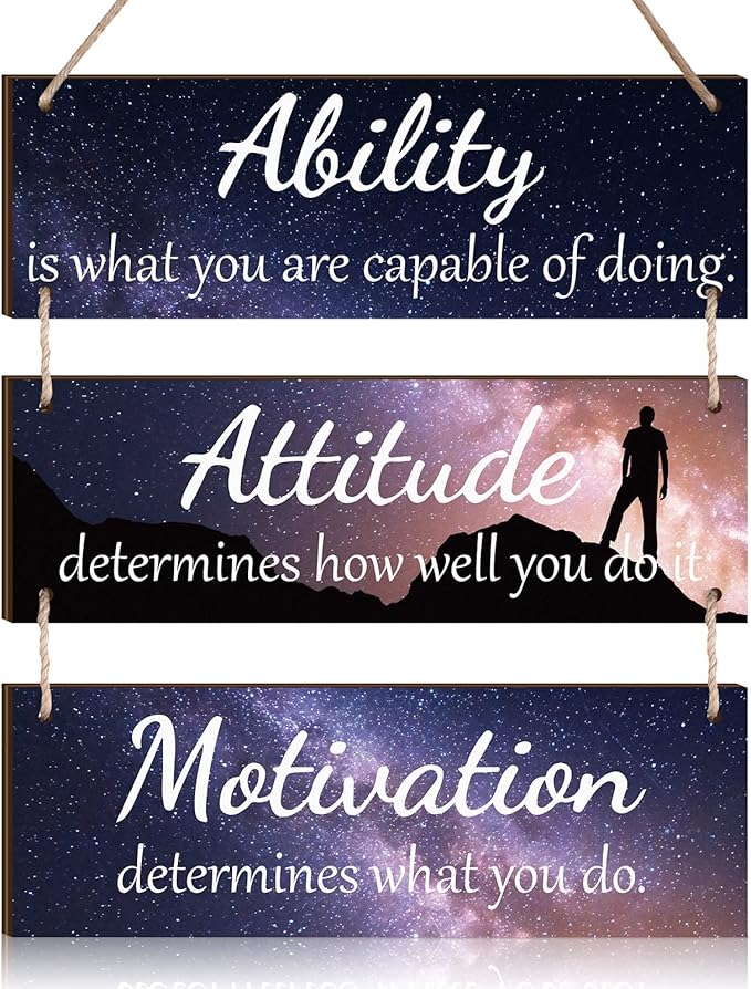 Jetec Office Wall Decor Sign Inspirational Motivational Plaques with Sayings Rustic Wooden Hangings Ability Sign for Coworker Holiday Gift Office Home Artwork Decoration(Starry Color)