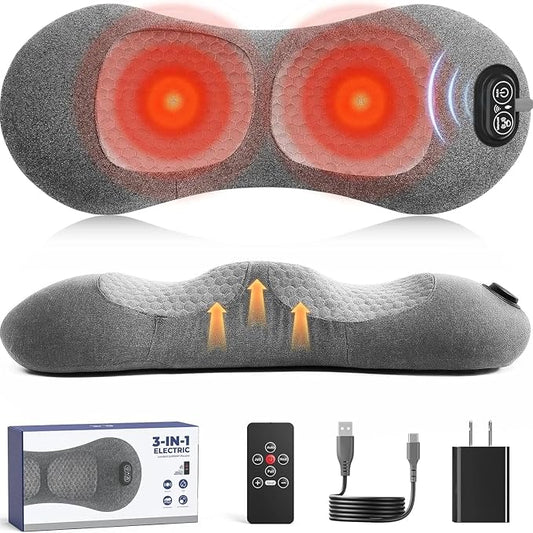 PakWizz 2026 Upgraded 4-in-1 Lumbar Support Pillow with Remote Control | Triple Fusion Back Massager with Heat, Vibration & Stretching, Portable Electric Lumbar Pillow for Home, Office, Travel & Car