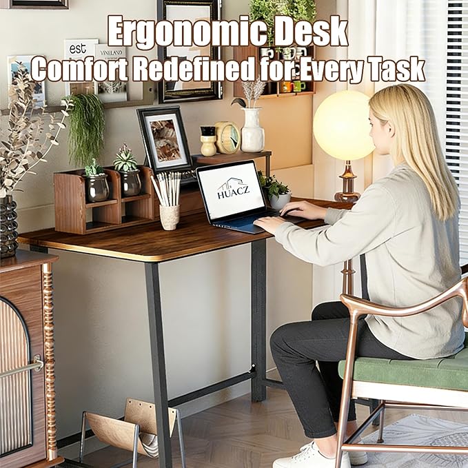 31.5" Folding Desk for Small Spaces, Foldable Computer Table for Home Office, Study,Bedroom,Dorm,Craft, Space Saving,Small Writing Work Office Compact Computer Desk,Easy Assembly,Rustic Brown