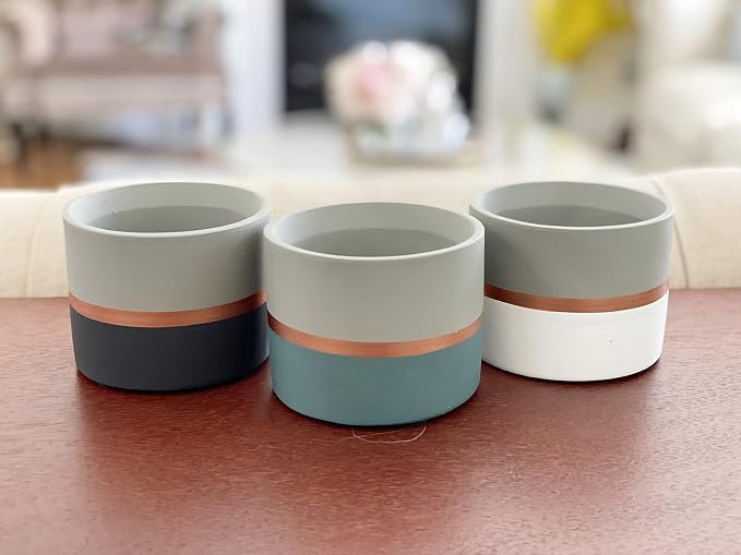 Assorted Nordic Cement Succulent Pots 3.5" Planters with Drainage | 3 Pack
