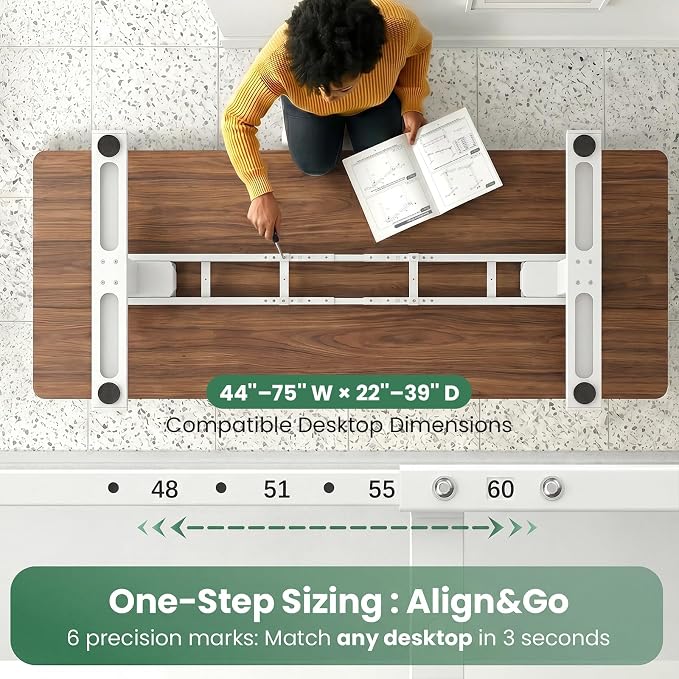 SIAGO Dual Motor Standing Desk Frame for Tops up to 75" - White Frame Only | 280 lbs Capacity Adjustable Workstation Legs with 3 Memory Presets, Power Strip and Cable Management Tray