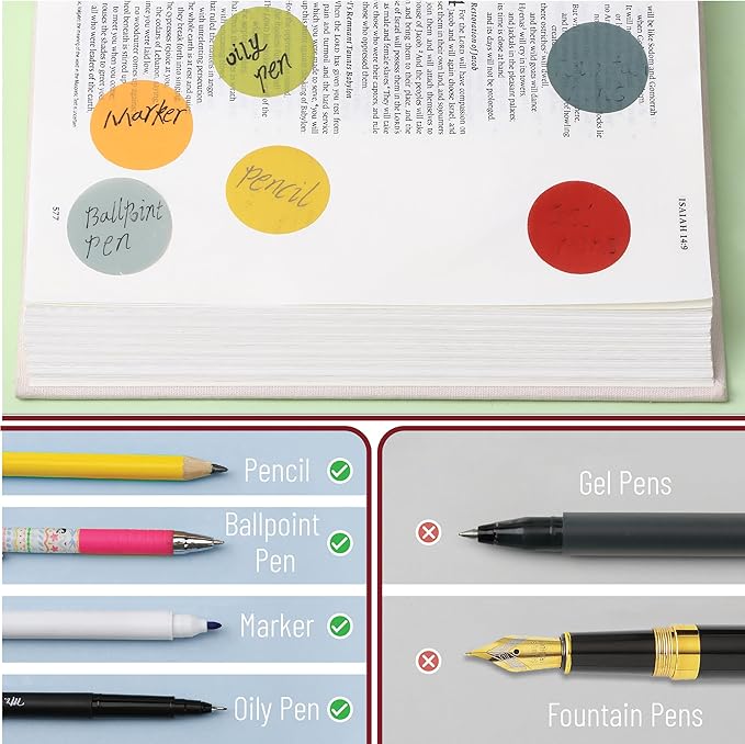Mr. Pen- Transparent Sticky Note Set, 560Sheets, Colorful, Round Transparent Sticky Notes Set, Stocky Notes for Bible Journaling