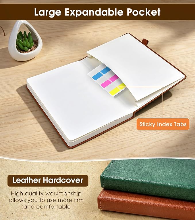 A5 Leather Hardcover Graph Paper Notebook, 160 Pages (5 Squares/Inch), 180° Lay-Flat Binding, 100 GSM Thick Paper, for Math, Engineering, Students & Technical Work (Brown)
