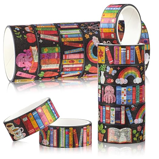 24 Rolls Book Washi Tapes Back to School Washi Tape Masking Tape Set Gifts for Students Book Rainbow Masking Tapes for Classroom Crafts, Journaling Supplies, Scrapbooking, Gift Wrapping