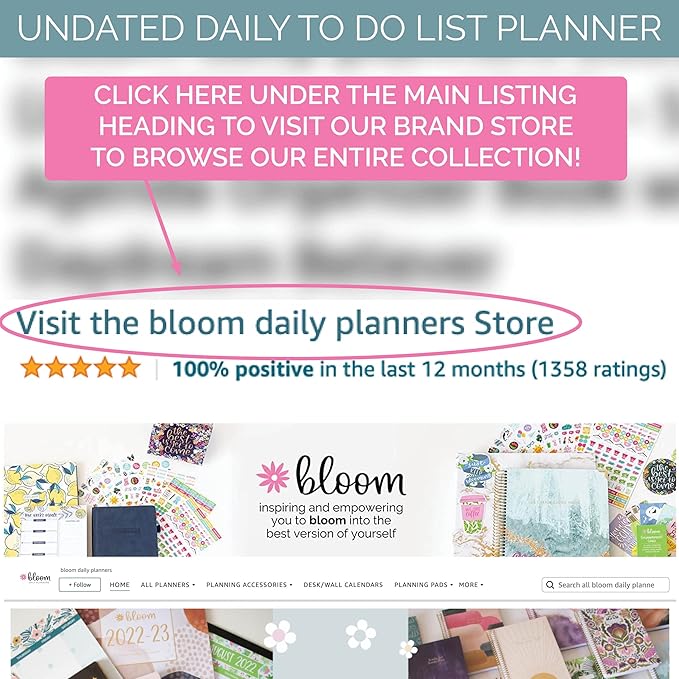 bloom daily planners New Undated Bound To Do List Notebook - Hardcover Spiral Page A Day Daily Planner with Task & Appointment Tracking - 8.25" x 6.5" - Daydream Believer