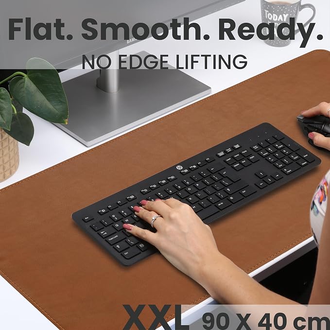 Full Grain Genuine Leather Desk Pad – Toffee Tan Brown (XL) - Premium Desk Mat with Non-Slip Backing, Thick 3mm, Office Desk Protector for Work & Gaming (Extra Large 35.4 x 15.7 inch)
