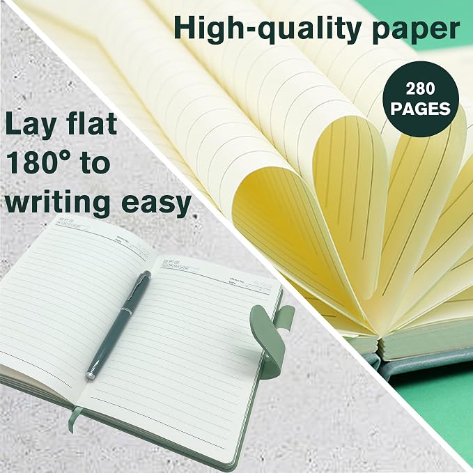 Personalized Notebook with Pen and Gift Box, Custom Logo Leather Journal, Gifts for Women Men, Engraved Journals To Write In, Birthday, Best Friend, Mom, Sister, Corporate, Business Gift (Logo-Green)