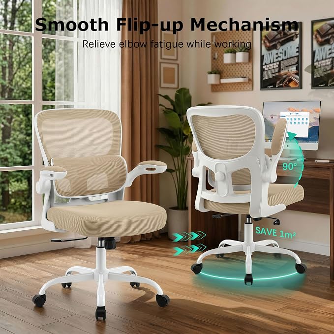 AreShark Office Chair Ergonomic Desk Chairs with Adjustable Lumbar Support, High Back Breathable Mesh Chair with Wheels& Flip-up Armrests,Rolling Swivel Comfy Task Computer Chair for Home Work Gaming