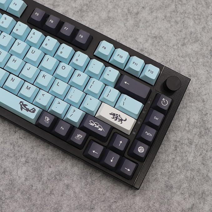 JSJT Sky and Blue Keycaps -Custom Keycap137 Keys PBT Dye Sublimation Cherry Profile Keycaps for ANSI/ISO Layout rk61/64/68/84/980/104 MX Switches Mechanical Keyboards