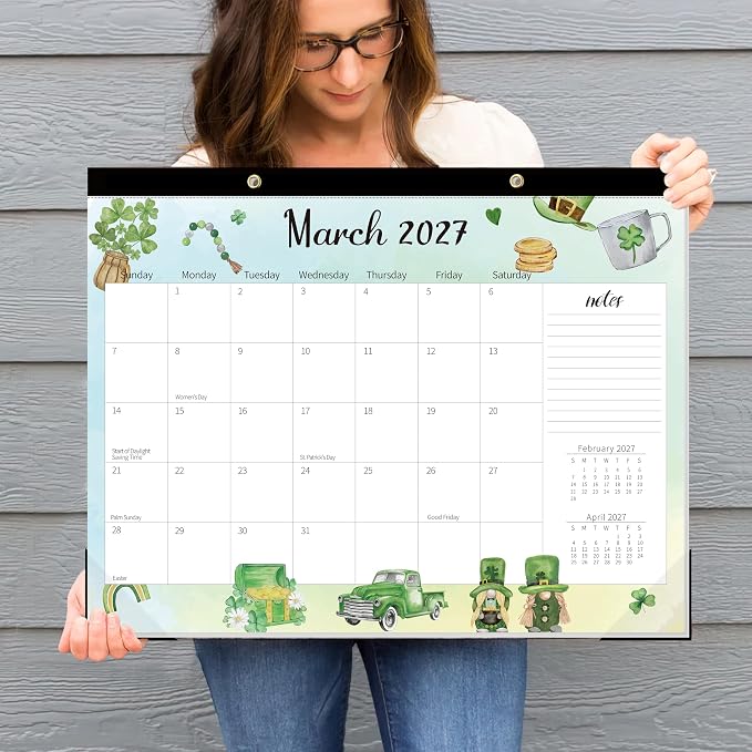 GuassLee Monthly Large Desk Calendar 2026-2027 - 19 Months 22" x 17" Calendar from Jun. 2026 to Dec. 2027, Large Monthly Planner with Holiday Watercolor Design for Office School Home Organizing