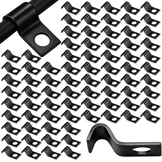 Yaocom 100 Pcs Cable Wire Screw Clips 1/4 Inch, Zinc Plated Steel Clamp Outdoor Cord Clips for Wall Mounting Wire Management(Black,1/4 in)