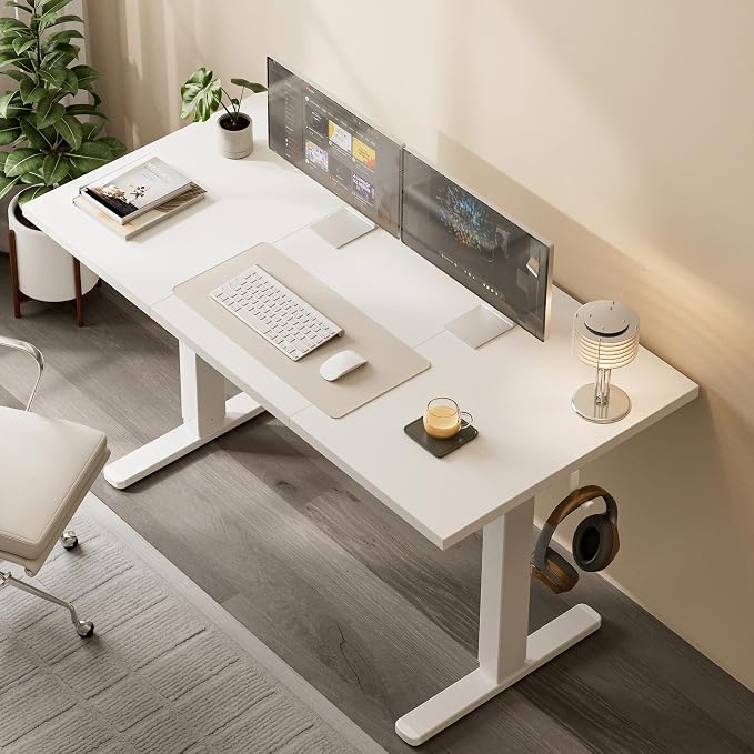 Acrolix Electric Standing Desk, Height Adjustable Home Office Desk with Memory Presets & Cable Management,White Sit Stand Desk for Work from Home, Ergonomic Computer Desk (63" x 24")