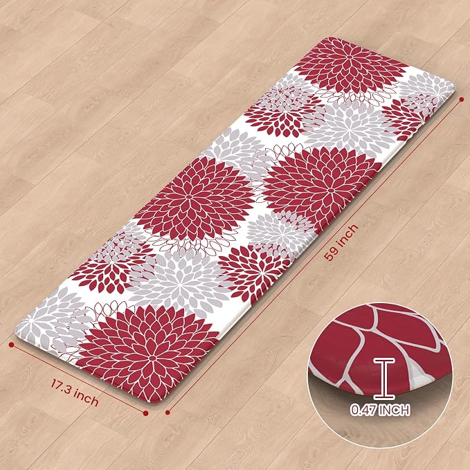 KIMODE Kitchen Mats for Floor Anti-Fatigue Cushioned Comfort Standing Mat | 17.3"x59", Farmhouse Rustic,White,Non-slip,Waterproof,Wipe Clean,Thick Kitchen Runner for Corner Sink Laundry Floor Home