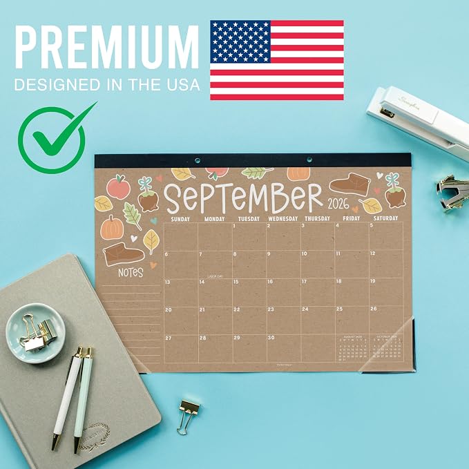Hadley Designs Large Teacher Desk Calendar 2026-2027 - Desktop Calendar 2026, 18-Month Desk Calendars for Home, Office & Classroom, Cute Classroom Must Haves, Back to School Teacher Gifts