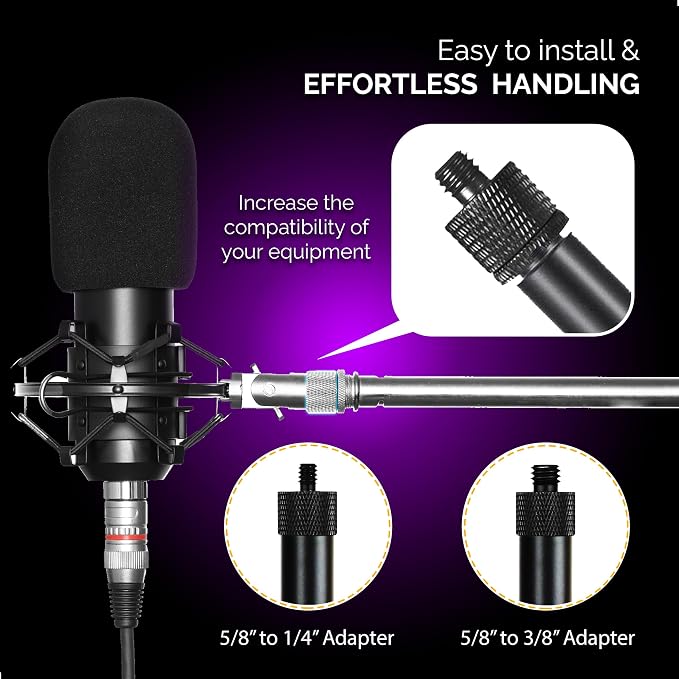 IXTECH Mic Stand Adapter Set 8 pieces Metal Microphone Stand Screw Thread Adapter 5/8 Female to 3/8 Male 3/8 Female to 5/8 Male 5/8 Female to 1/4 Male 1/4 Female to 5/8 Male Tripod Adapter ADP03A Blck