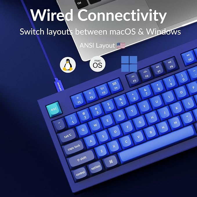 Keychron Q1 RGB Wired Custom Mechanical Keyboard, 75% Layout RGB Backlight with Hot-swappable Gateron G Pro Brown Switch Double Gasket Compatible with Mac Windows Linux (Blue) -Version 2