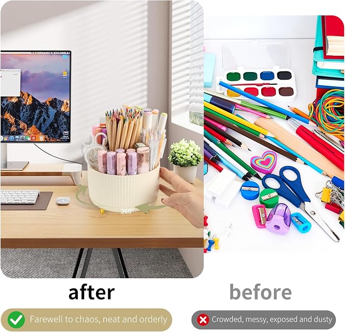 Camelmother 360°Rotating Pen&Pencil Holder For Desk With 5Slots Cute Office | Spacious Beautiful & Durable For Teachers Students Workers Easy Storage for Pens Stationery