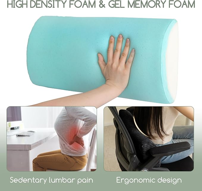 HIGOGOGO Lumbar Support Pillow for Recliner Chair/Accent Chair/Couch, Memory Foam Back Support Cushion for Elderly, Recliner Cushions for Back Rest, Pain Relief, Reading, Washable Cover, Black