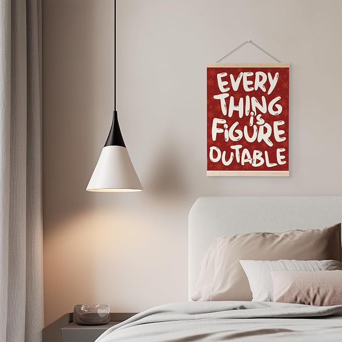 YQDEJ Everything is Figureoutable Red Christmas Inspirational Wall Art Poster Hanger Frame, Red Positive Affirmations Christmas Wall Decor, Motivational Wall Art for Home Office Classroom, 12x16 Inch