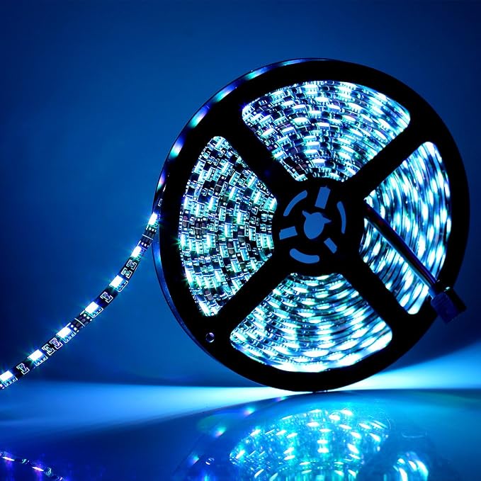SUPERNIGHT LED Strip Lights, 16.4FT 5M SMD 5050 Waterproof 300LEDs RGB Color Changing Flexible LED Light Strip for Bedroom, TV Back Lighting, Christmas, Valentine's Day (Black PCB)