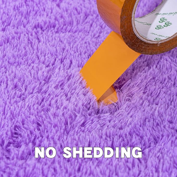 8x10 Area Rugs for Living Room, Purple Fluffy Shaggy Rug Soft Carpets, Big Rugs for Bedroom Nursery Kids Room Dorm Home Decor Aesthetic