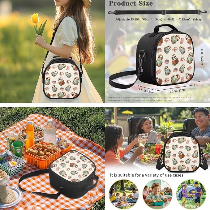 Ystardream Funny Sloth Book School Backpack for Girls Backapck with Luch Bag for Kids 17 Inch Elementary School Daypack with Zipper Pencil Case,Water Bottle Sleeve 4 in 1 Set for Little Big Kid