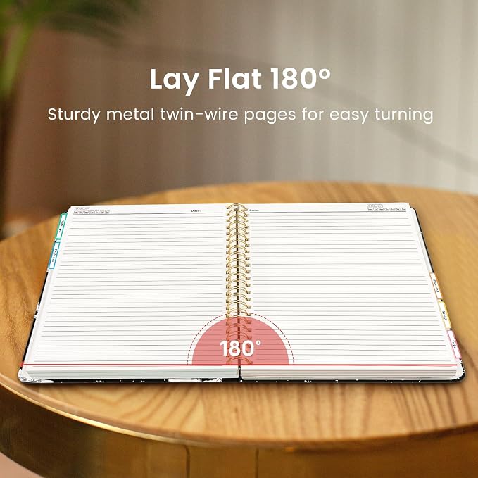 Large Spiral Lined Notebooks for Work with Removable Dividers & Tabs, 8.5"x11" Pretty Hardcover 5 Subject Notebook Journal for Women, College Ruled, for Study & Office, 280 Pages, Skate Pup