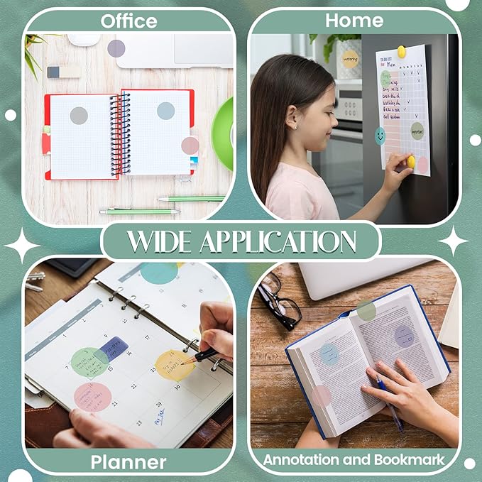 Sabary 500 Sheets Transparent Sticky Notes Round Translucent Sticky Notes Tabs Colorful Page Flags Stickers Clear Book Markers Bible Journaling Office Back to School Supplies(1.75 Inch,Classic)