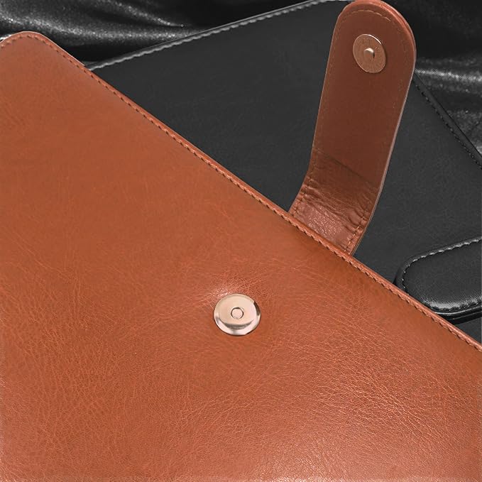 Leather Portfolio Binder (3 Rings) - Brown Padfolio With Letter Size Writing Pad, 10 File Sleeves, Card and Pen Holder - A4 Notebook Organizer for Interview, Resume, Conference