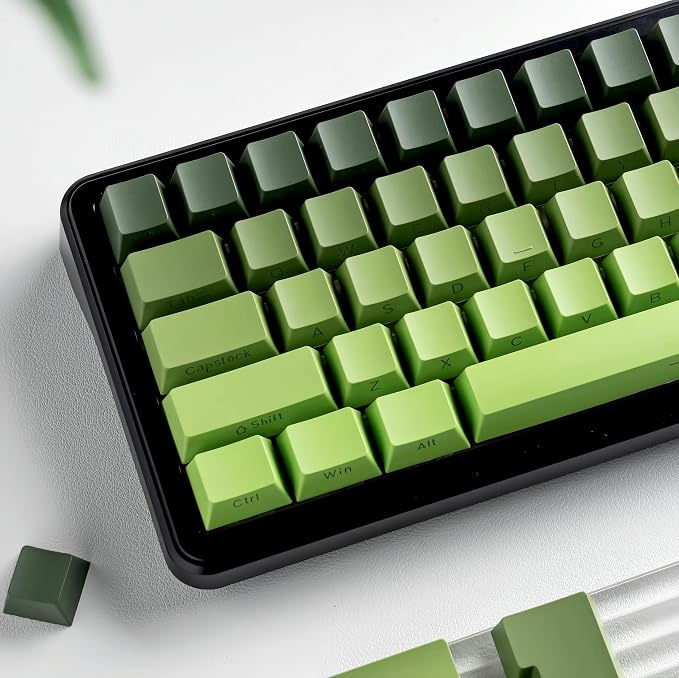 dagaladoo Double Shot PBT Keycaps Set, Shine Through Keyboard keycaps,Side Printed Custom Key caps 60% 75% 100%,OEM Profile Japanese keycap for Mechanical Keyboard MX Switch,Matcha Green