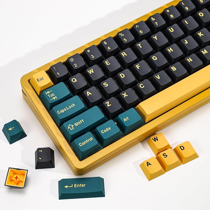 MarrsGreen PBT Double Shot Keycap Set,176 Keys Dark Green Custom Key Cap Keycaps 60 Percent Cherry Profile Keycaps for 61/64/68/84/87/100/104/108 Mechanical Keyboard