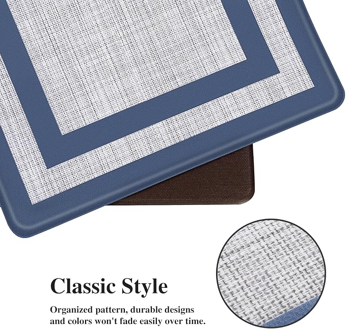 Mattitude Kitchen Mats Set of 2 Cushioned Rugs Anti-Fatigue Mats for Kitchen Floor,Waterproof Non-Slip Mats and Rugs Set for Office,Floor,Laundry 17.3"×29"+17.3"×59",Blue