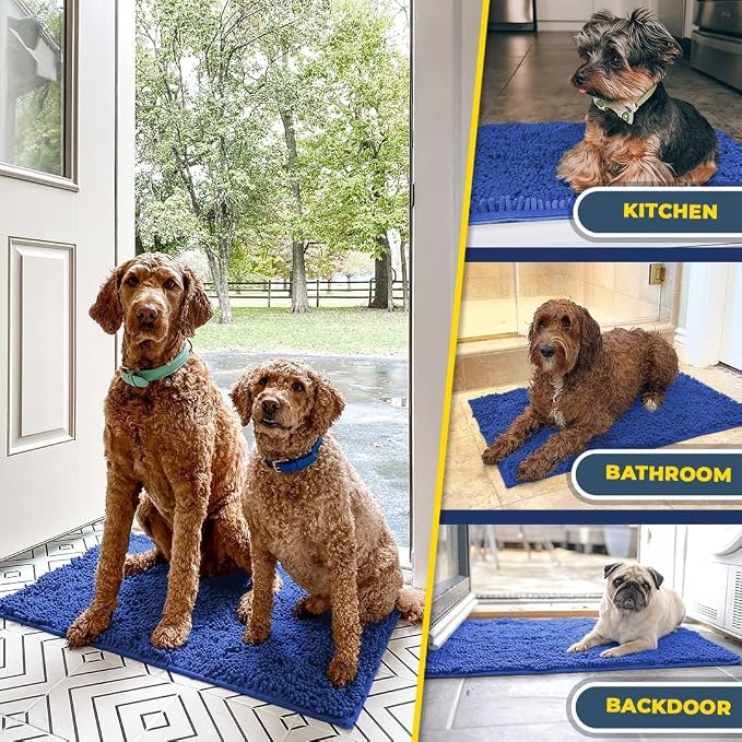Muddy Mat® | Super Absorbent Door Mat Indoor, Microfiber Quick Dry Chenille Entryway Rug, Non-Slip Front Door Mat, Indoor Mats for Entryway, Machine Washable Pet Rug, Periwinkle 19" x 30"